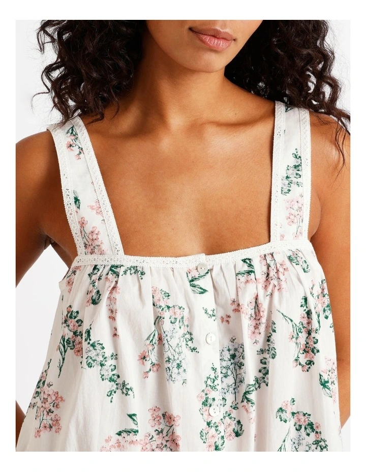 Divine Crochet Trim Chemise in White Floral Print image 3