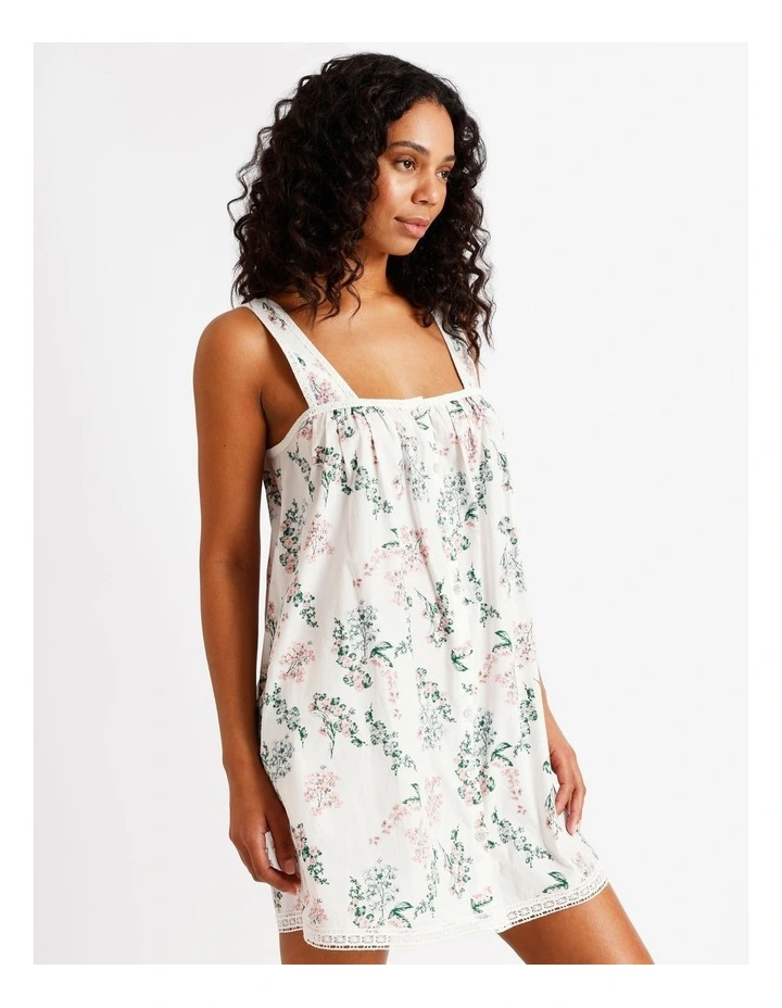 Divine Crochet Trim Chemise in White Floral Print image 4