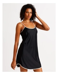 Signature Satin Binding Chemise in Black