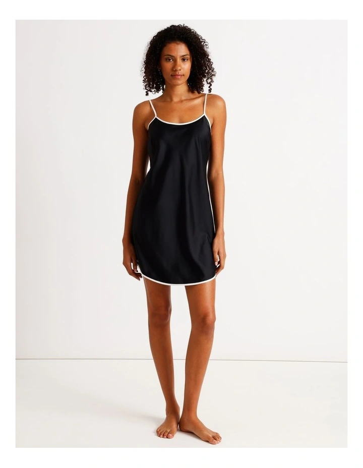 Signature Satin Binding Chemise in Black image 2
