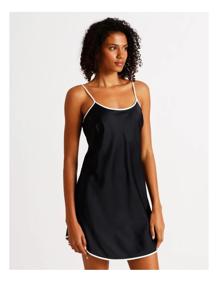 Signature Satin Binding Chemise in Black image 3