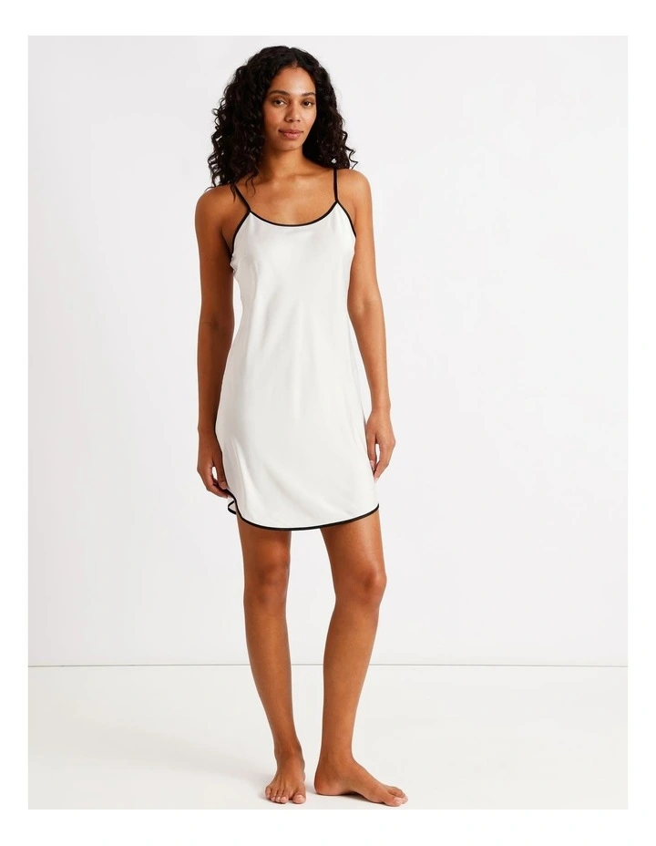 Signature Satin Binding Chemise in Ivory image 2