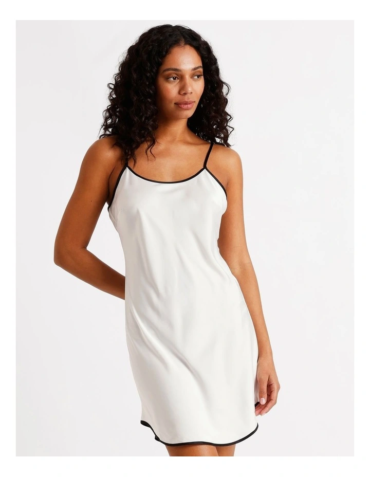 Signature Satin Binding Chemise in Ivory image 3