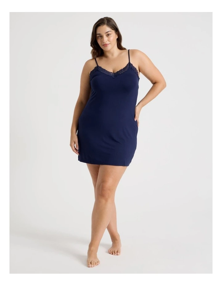 Pure Comfort Lace Trim Chemise in Navy image 1