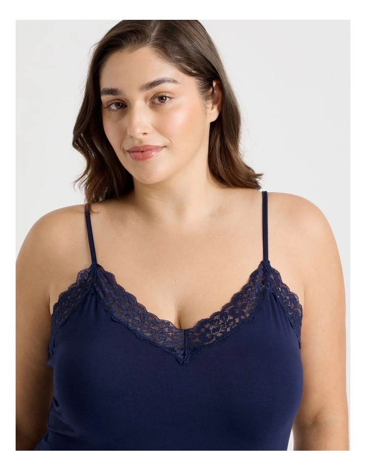Pure Comfort Lace Trim Chemise in Navy image 2