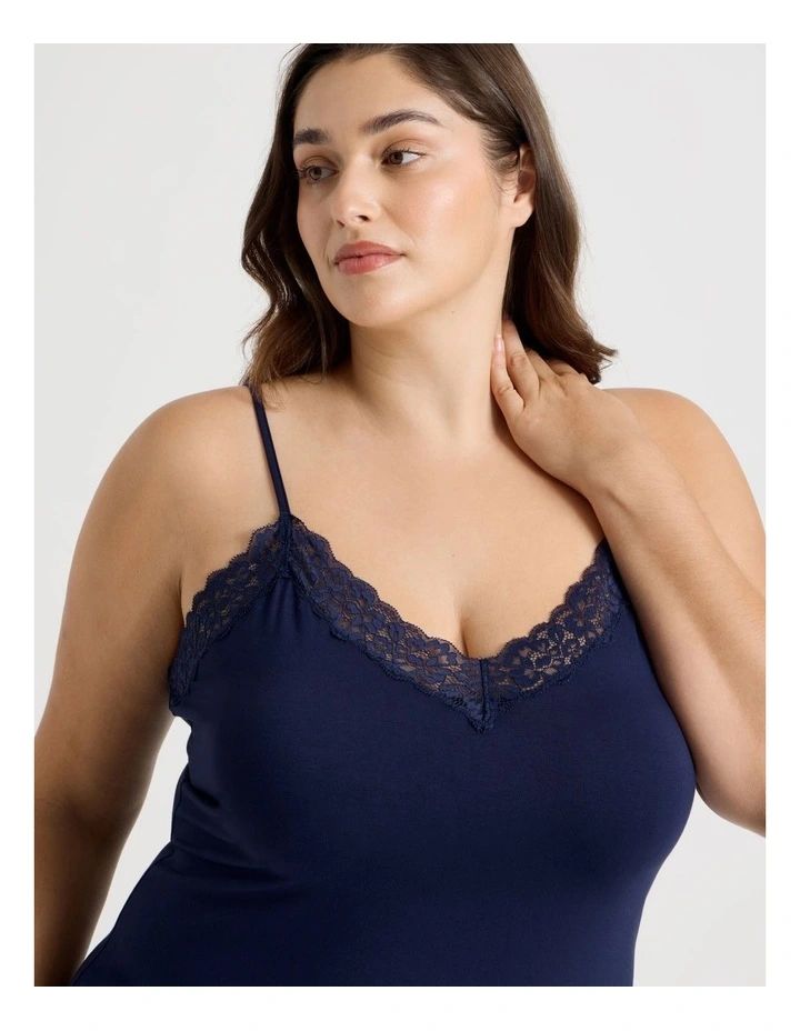 Pure Comfort Lace Trim Chemise in Navy image 3