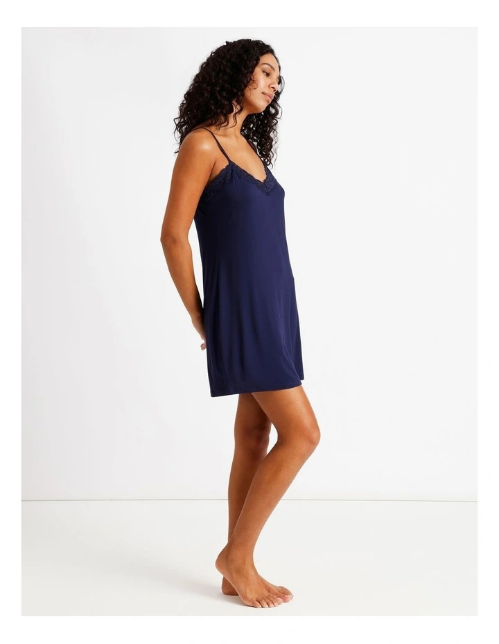 Pure Comfort Lace Trim Chemise in Navy image 7
