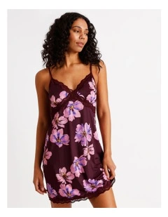 Aurora Chemise in Plum Floral Print
