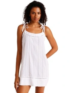 Divine Seersucker Tie Chemise in White