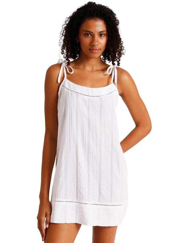 Divine Seersucker Tie Chemise in White image 1