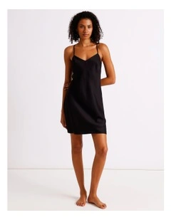 Premium Viscose Sain Chemise in Black
