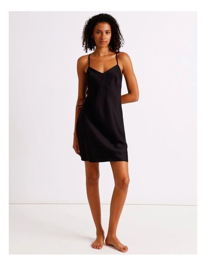 Premium Viscose Sain Chemise in Black image 1