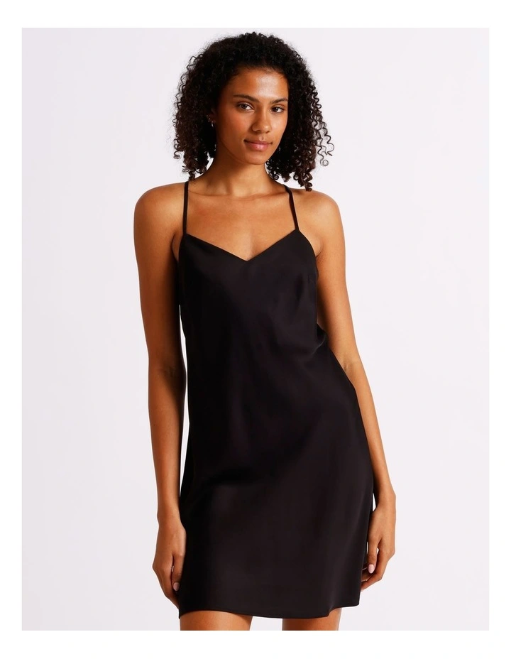 Premium Viscose Sain Chemise in Black image 3