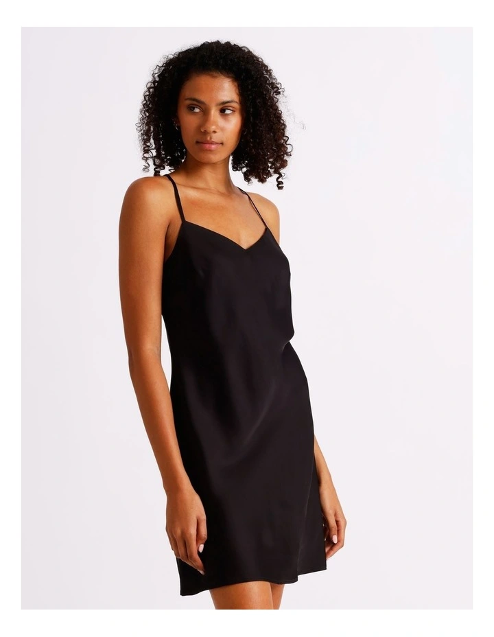 Premium Viscose Sain Chemise in Black image 4