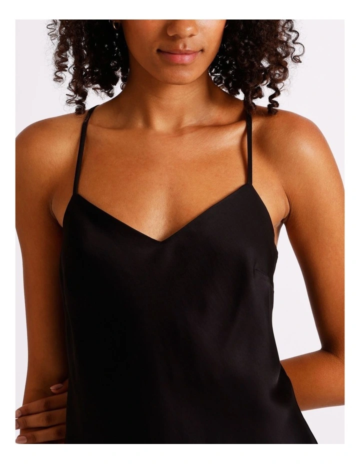 Premium Viscose Sain Chemise in Black image 5
