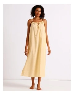 Divine Tie Shoulder Long Chemise in Apricot