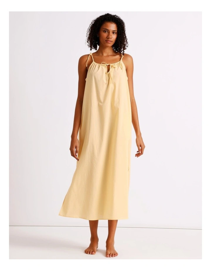 Divine Tie Shoulder Long Chemise in Apricot image 1