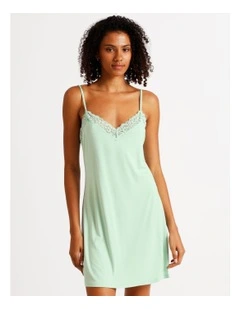 Pure Comfort Lace Trim Chemise in Pistachio