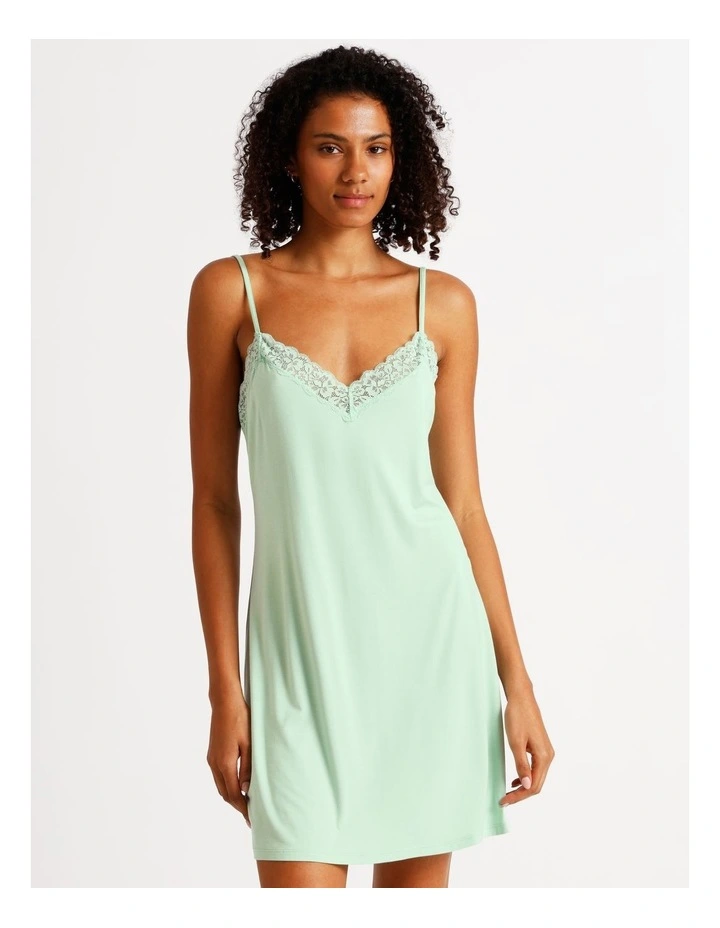 Pure Comfort Lace Trim Chemise in Pistachio image 1