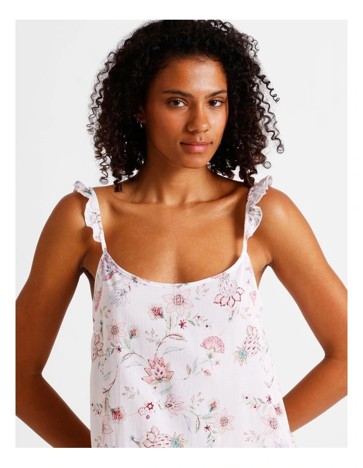 Serene Woven Frill Long Chemise in White Paisley Print image 2