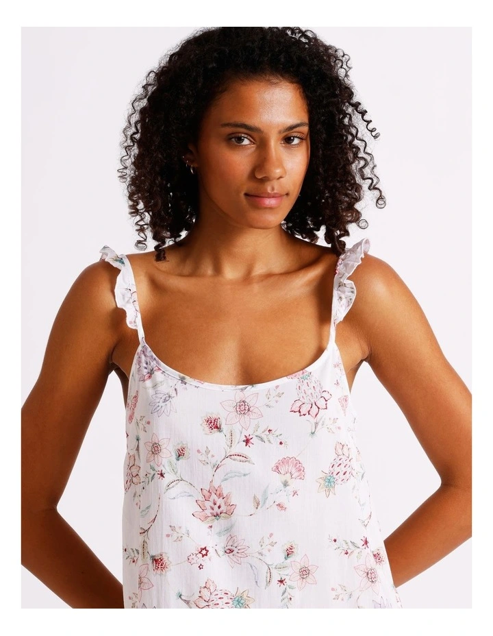 Serene Woven Frill Long Chemise in White Paisley Print image 2