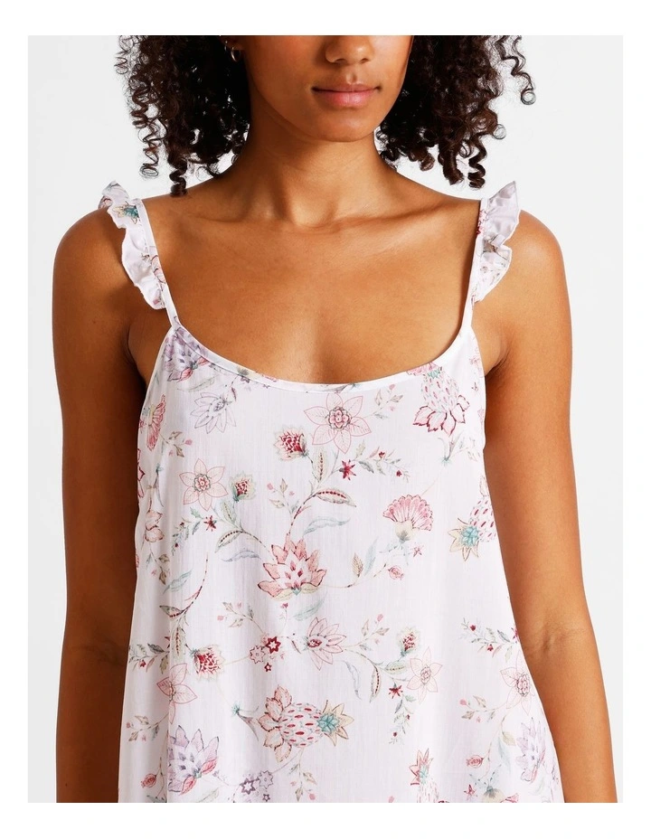 Serene Woven Frill Long Chemise in White Paisley Print image 5