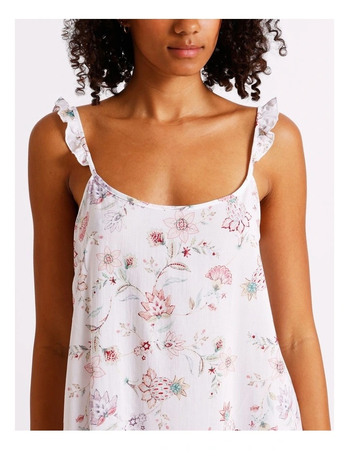 Serene Woven Frill Long Chemise in White Paisley Print image 5