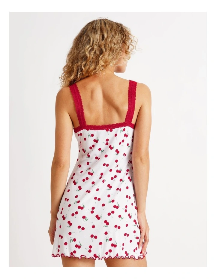 Lace Trim Rib Chemise in Cherry Ditsy Print image 5