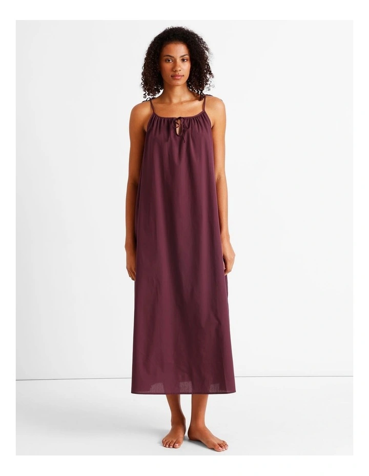 Divine Tie Shoulder Long Chemise in Plum image 1