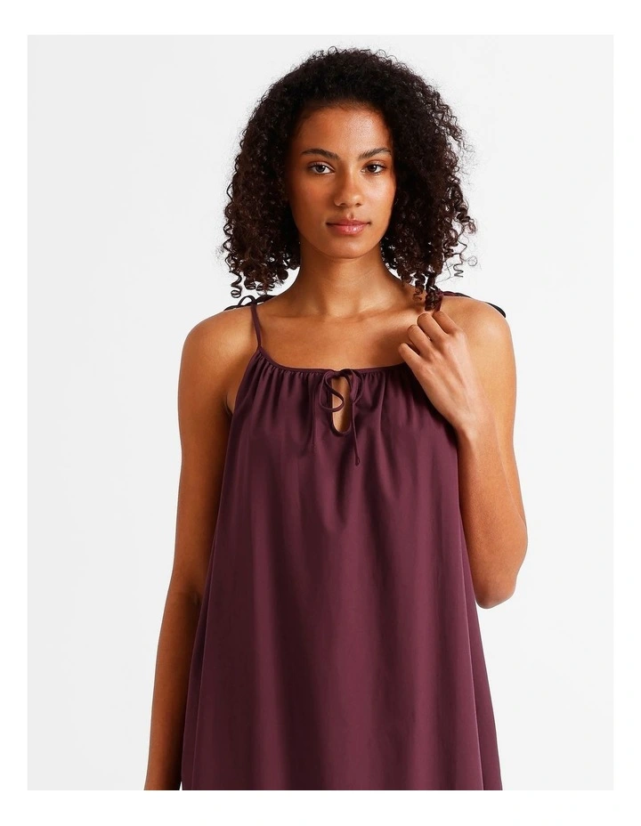 Divine Tie Shoulder Long Chemise in Plum image 2