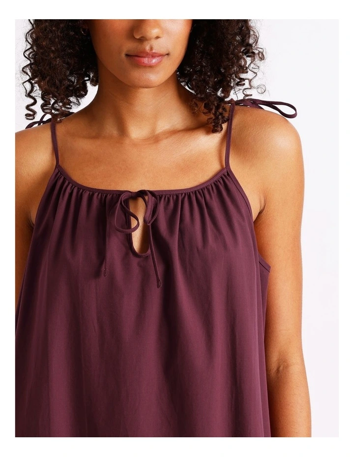 Divine Tie Shoulder Long Chemise in Plum image 3
