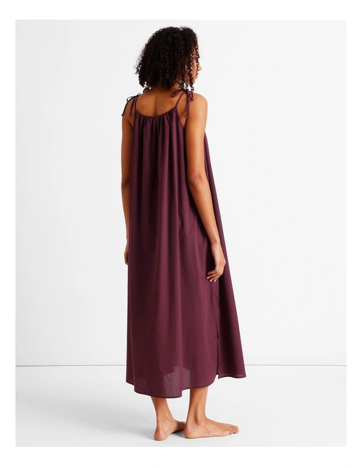 Divine Tie Shoulder Long Chemise in Plum image 4