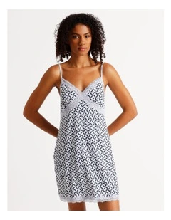 Aurora Chemise in Steel Blue Tile Print