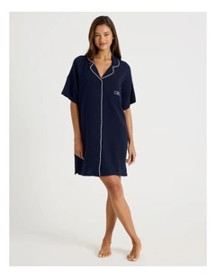 Divine Cheesecloth Short Sleeve Nightie in Navy