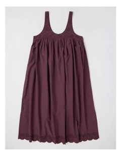 Divine Broderie S/L Long Nightie in Raisin