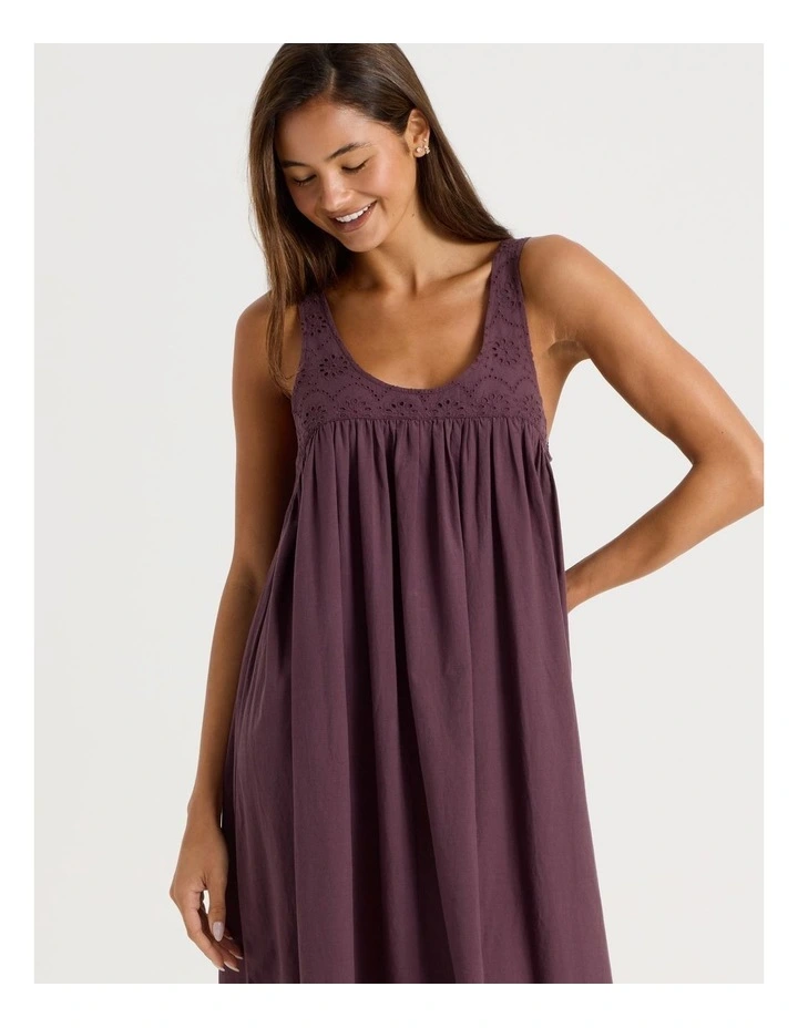 Divine Broderie S/L Long Nightie in Raisin image 2