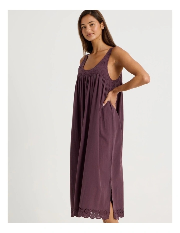 Divine Broderie S/L Long Nightie in Raisin image 3