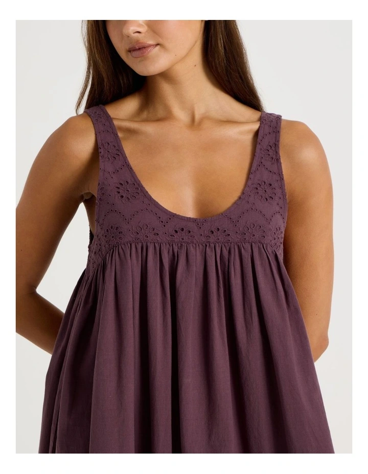 Divine Broderie S/L Long Nightie in Raisin image 4