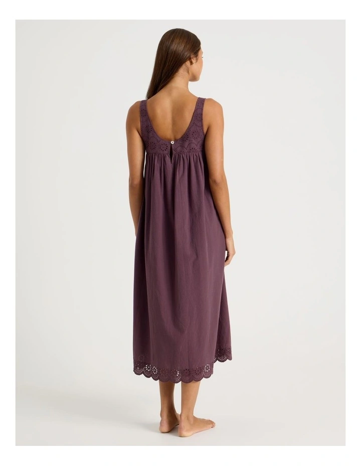 Divine Broderie S/L Long Nightie in Raisin image 5