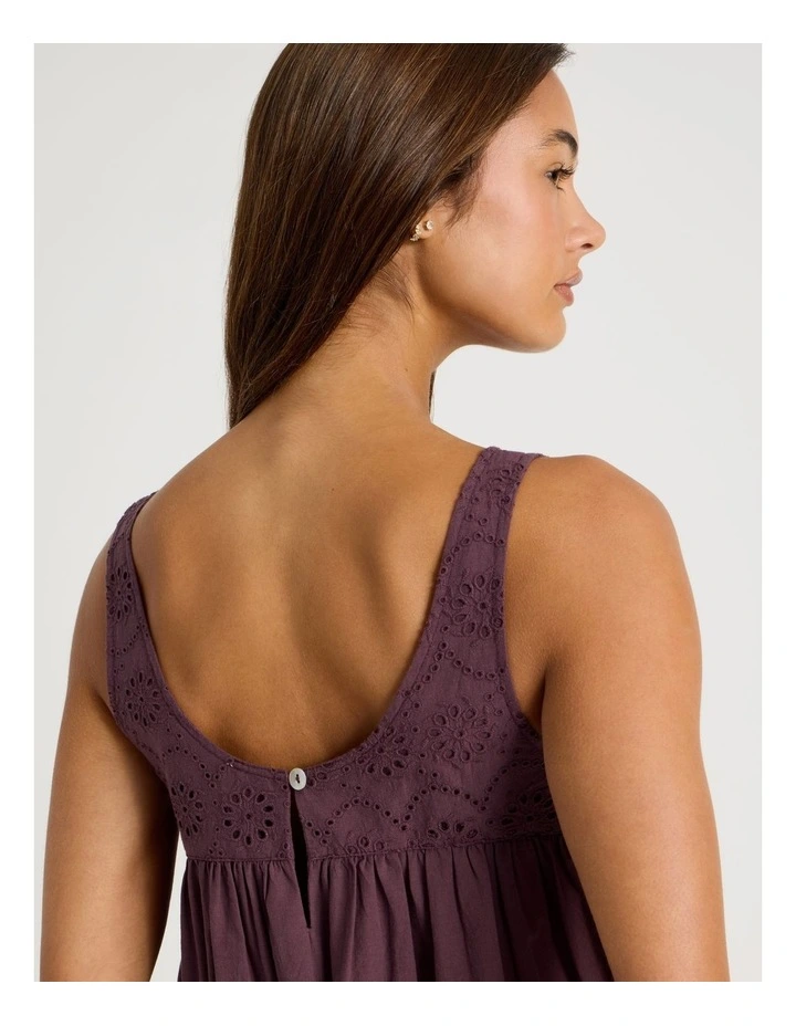 Divine Broderie S/L Long Nightie in Raisin image 6