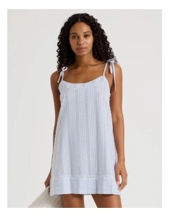 Divine Seersucker Tie Chemise in Blue Y/D Stripe
