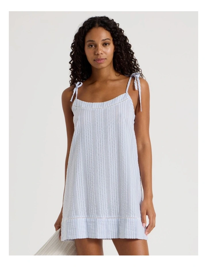 Divine Seersucker Tie Chemise in Blue Y/D Stripe image 1