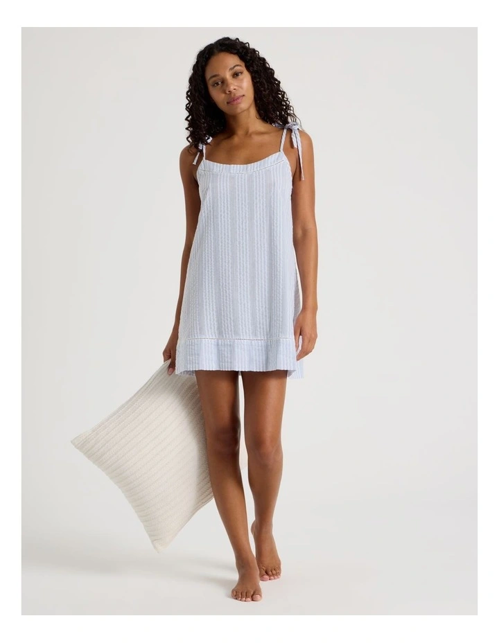 Divine Seersucker Tie Chemise in Blue Y/D Stripe image 2