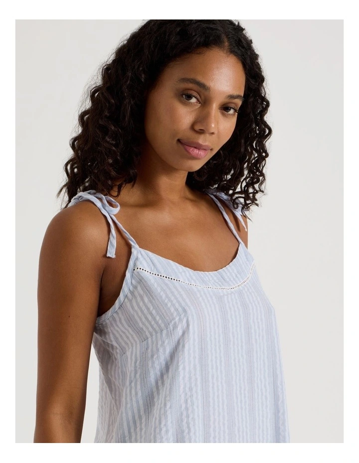 Divine Seersucker Tie Chemise in Blue Y/D Stripe image 3