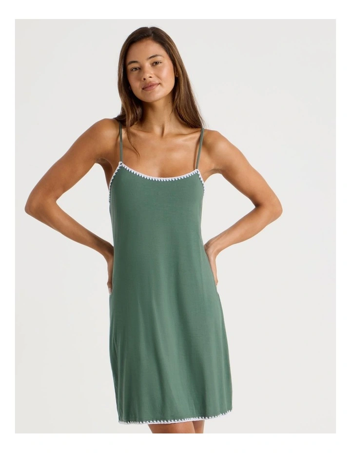 Pure Comfort Crochet Edge Chemise in Laurel Green image 3