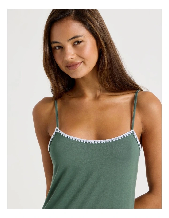 Pure Comfort Crochet Edge Chemise in Laurel Green image 4