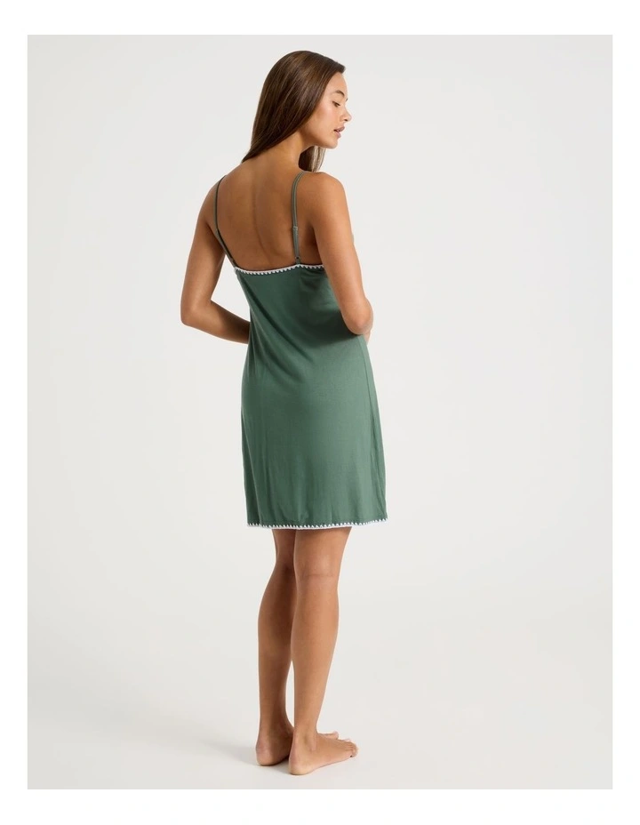 Pure Comfort Crochet Edge Chemise in Laurel Green image 5