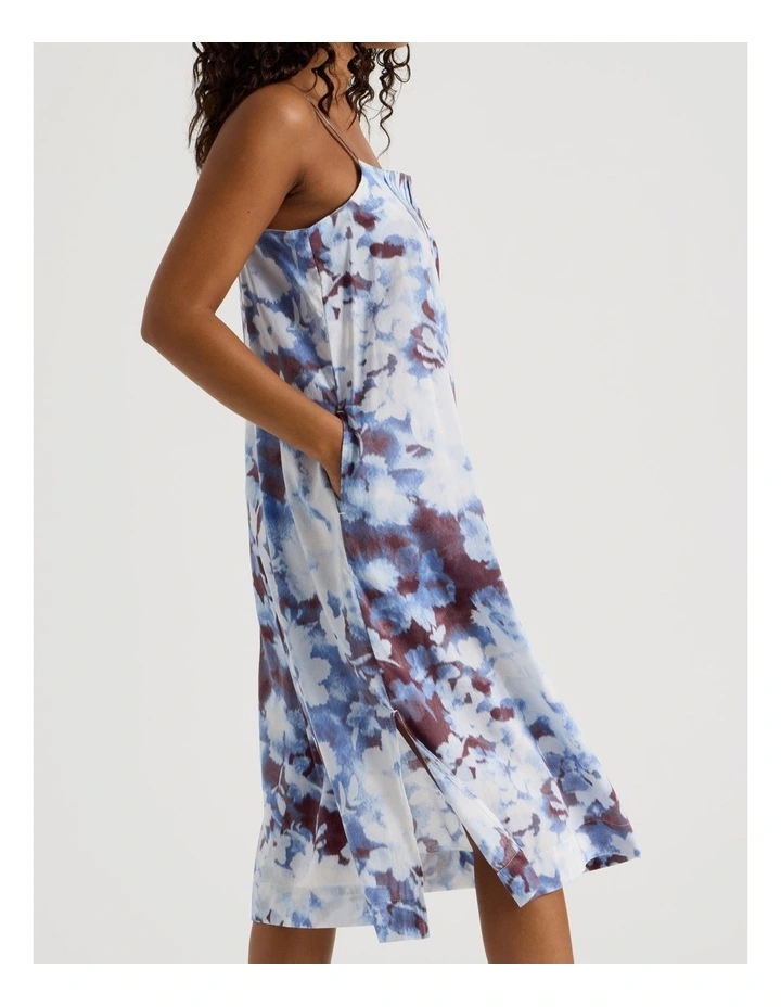 Serene Woven Pintuck Long Chemise in Blur Floral Print image 2