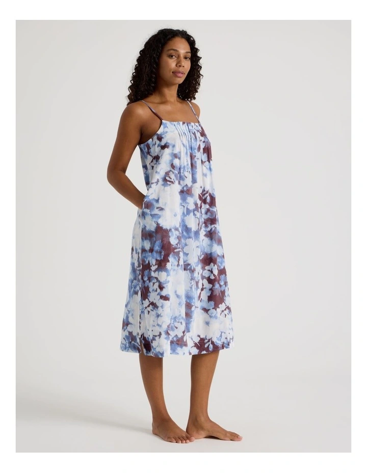 Serene Woven Pintuck Long Chemise in Blur Floral Print image 3