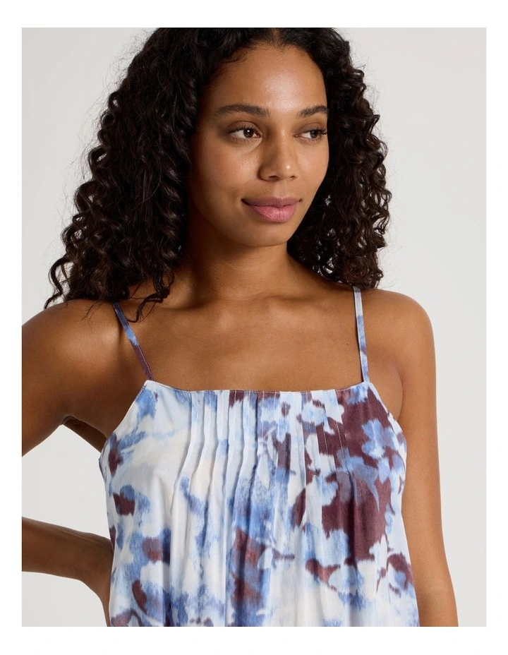 Serene Woven Pintuck Long Chemise in Blur Floral Print image 4